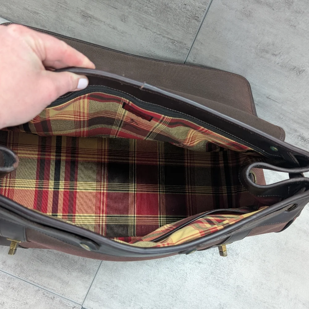 Vintage Hartmann Brown Leather Briefcase Laptop Bag Carry On